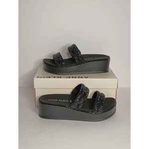 Anne Klein Vanessa Womens Faux Suede Slip-On Wedge Sandals Size 8M